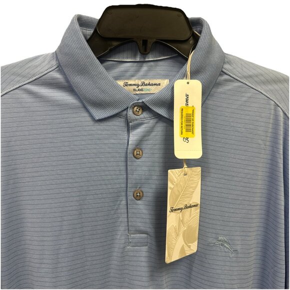 Tommy Bahama Men's Large Seabank Sky Blue Bay Stripe Performance Polo Shirt - Picture 5 of 12